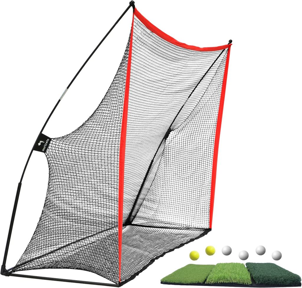 Image of a golf training aid device - golf net for garage.