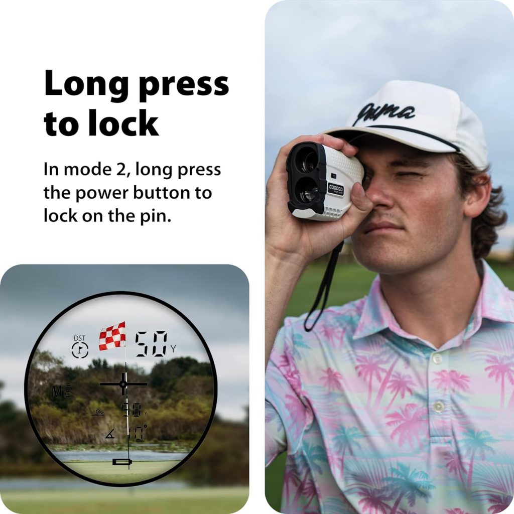 Gogogo Sport Vpro Laser Rangefinder for Golf Hunting Range Finder Distance Measuring with High-Precision Flag Pole Locking Vibration Function Slope Mode Continuous Scan